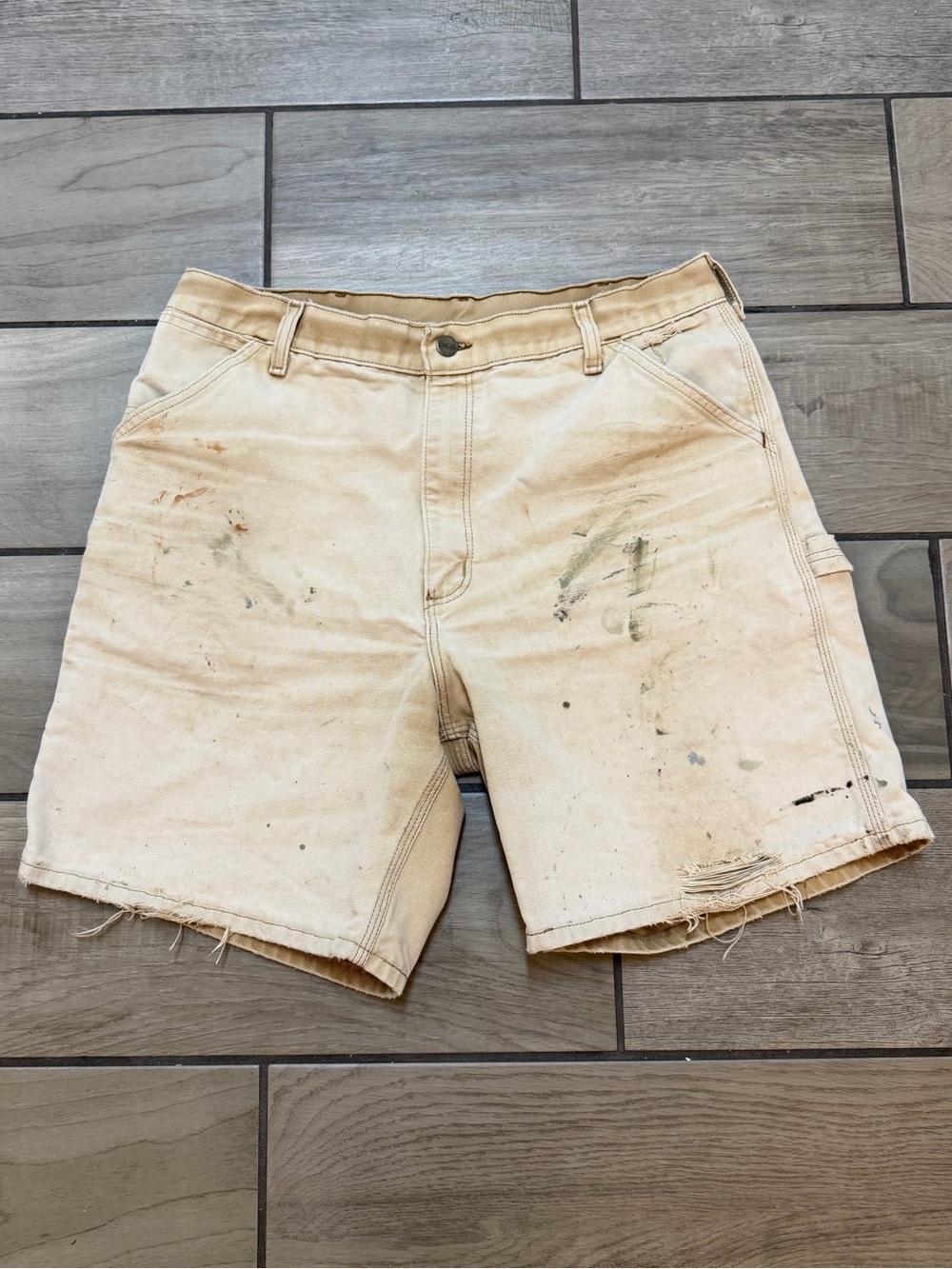 Vintage Y2K Carhartt Distressed Duck Canvas Carpenter Shorts Distressed